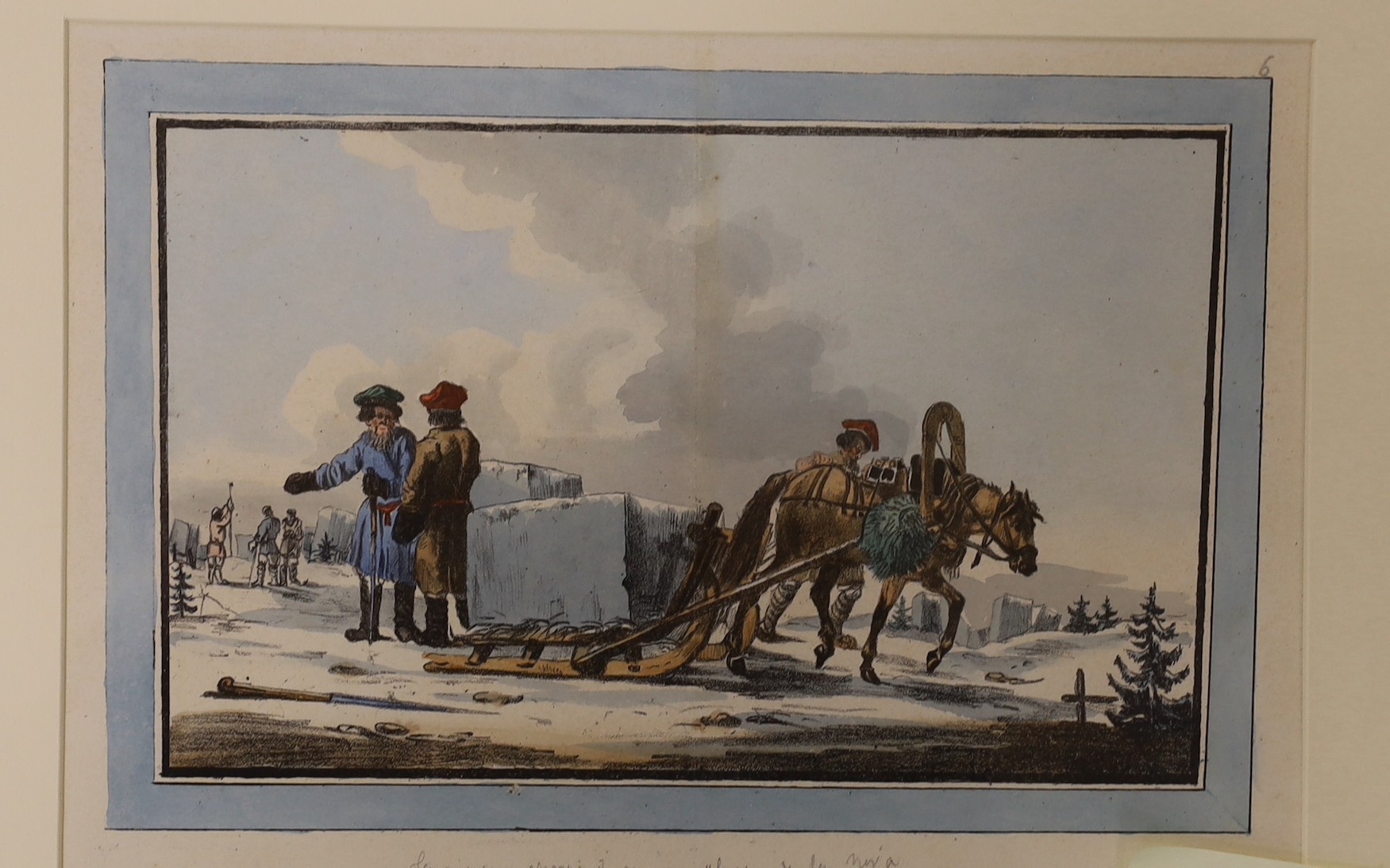 A set of four 19th century French coloured lithographs, Emperor Alexander I and other Russian subjects, 14.5 x 24cm